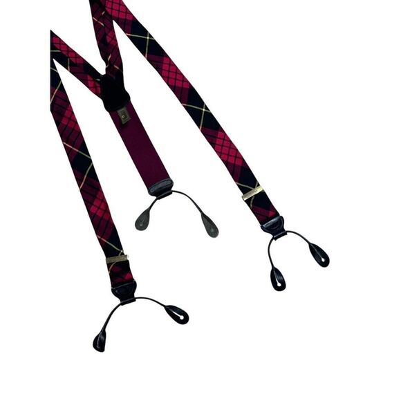 UNIQUE Men Trafalgar plaid print Formal End Braces ONE SIZE Suspenders Plaid Si - Picture 2 of 6